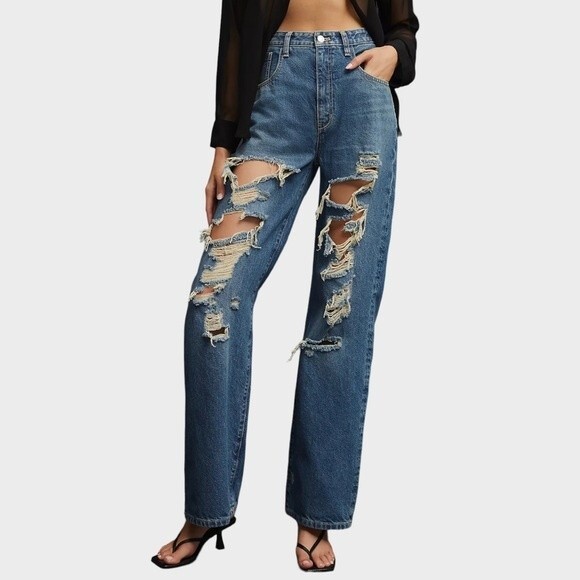 Anthropologie Pilcro The Joey High-Rise Straight Jeans Blair Wash Womens Size 27 - Picture 13 of 16